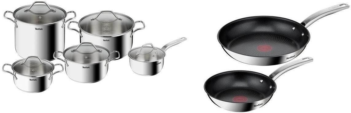 Tefal Súprava riadu 10 ks Intuition B864SA74 + Tefal Súprava panvíc 20, 26 cm Intuition B817S255