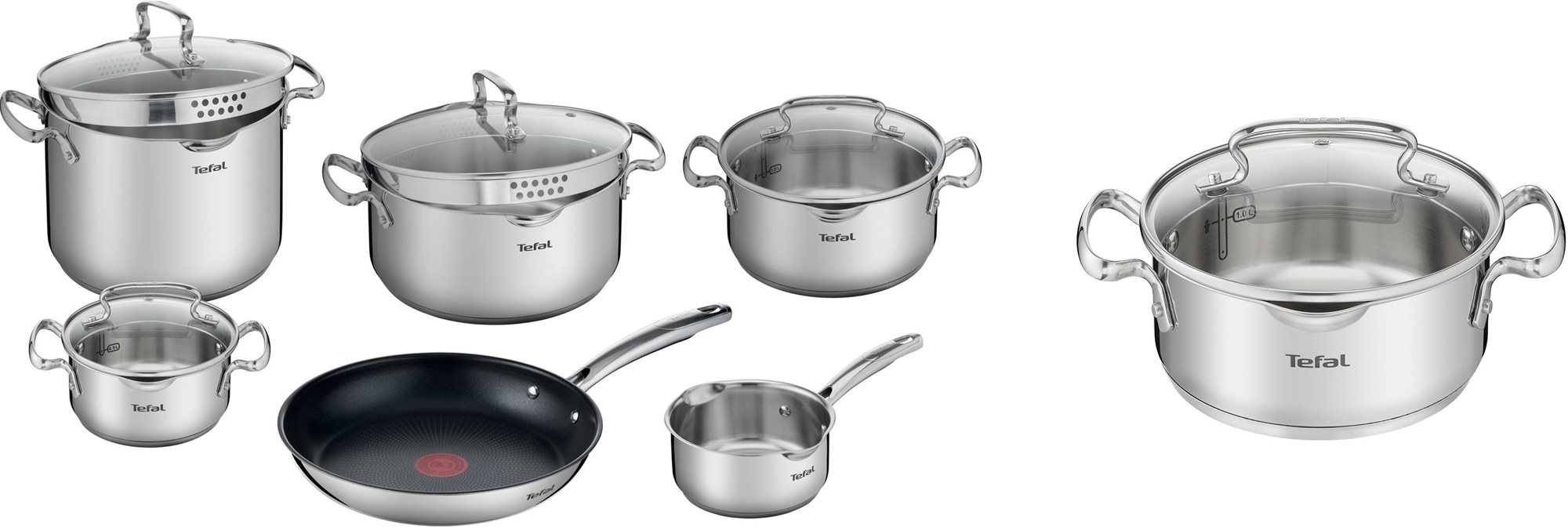 Tefal Súprava riadu 10 ks Duetto+ G732SA55 + Tefal Kastról s pokrievkou 18 cm Duetto+ G7194356