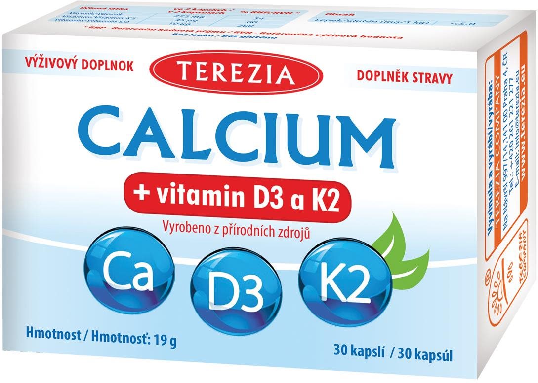 TEREZIA CALCIUM + vitamín D3 a K2 30 kapsúl