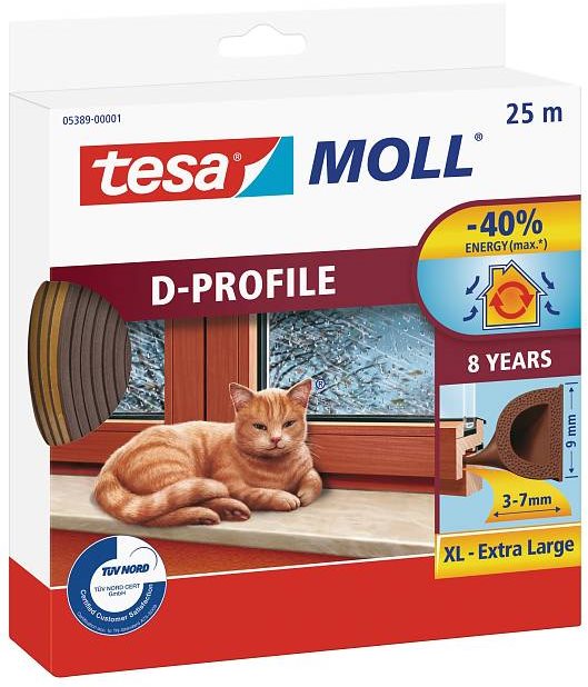 tesamoll Gumové tesnenie, hnedé, D profil, 25 m