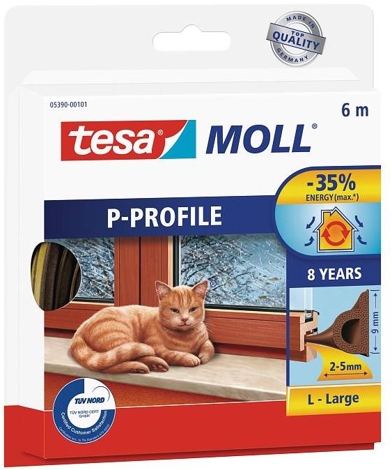 tesamoll Gumové tesnenie, hnedé, P profil, 25 m