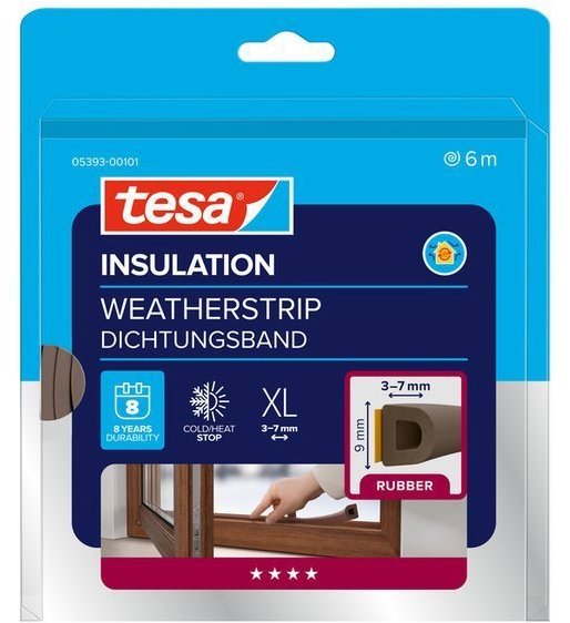 tesamoll - Gumové tesnenie, hnedé, D profil, 6 m