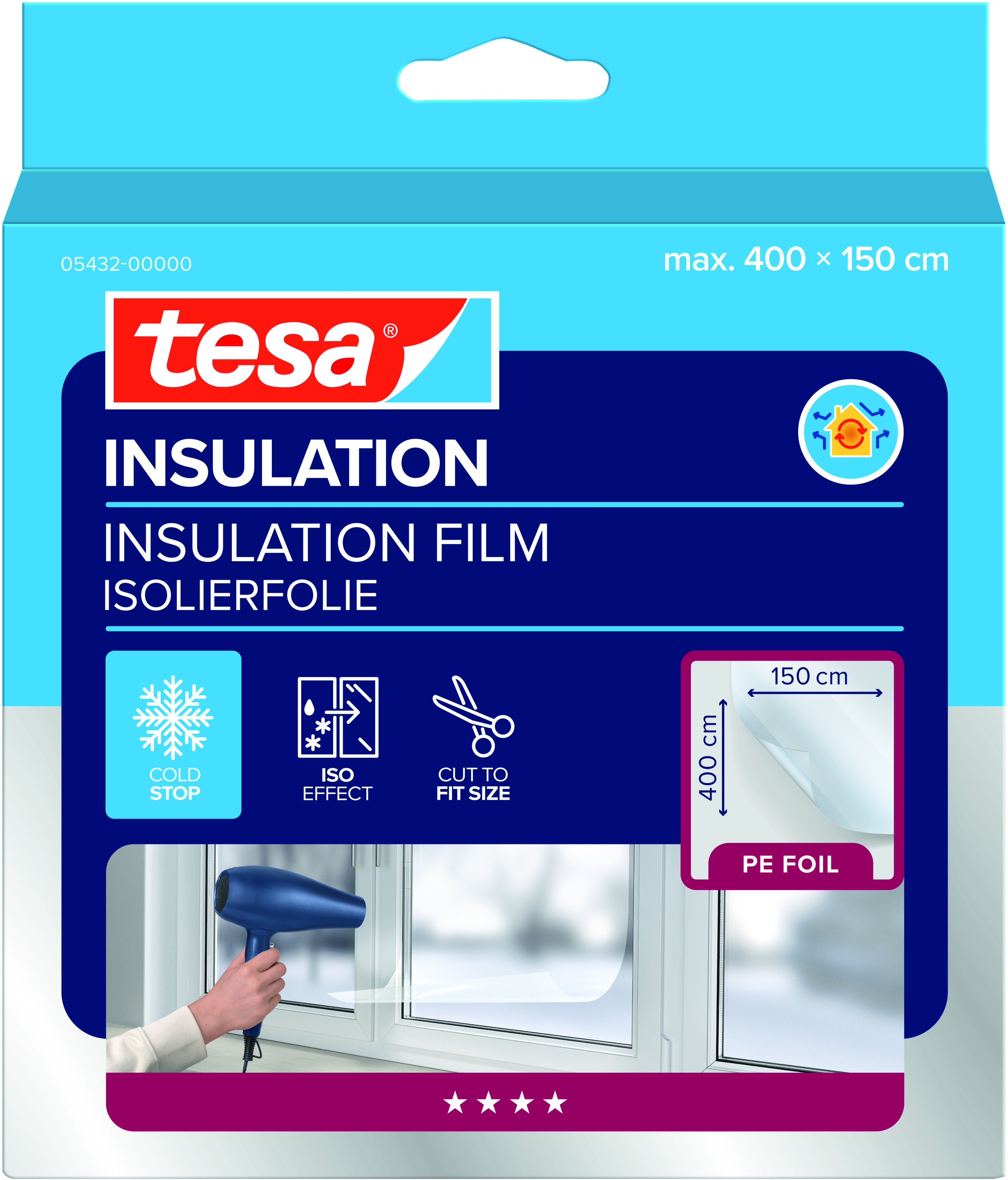 tesamoll Thermo Cover priehľadná izolačná fólia 4 m × 1,5 m