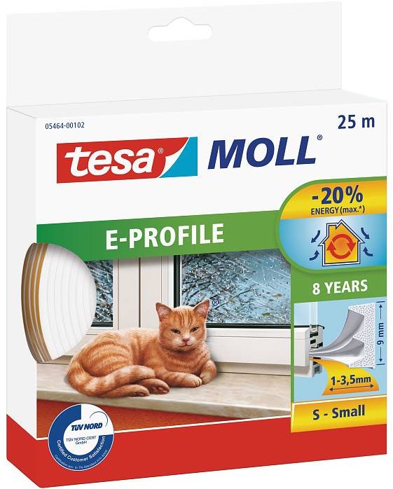 tesamoll Gumové tesnenie, biele, E profil, 25 m