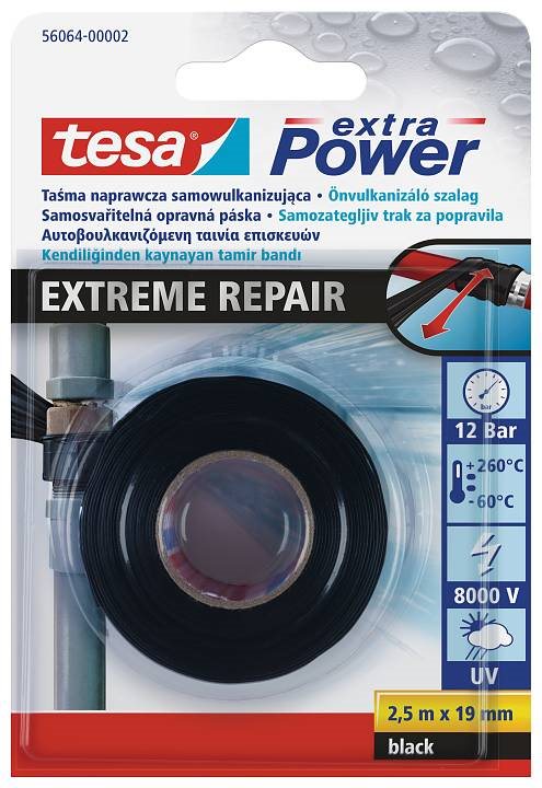 tesa EXTREME REPAIR, butilová, samozváracia, UV odolná, čierna, 2,5 m: 19 mm
