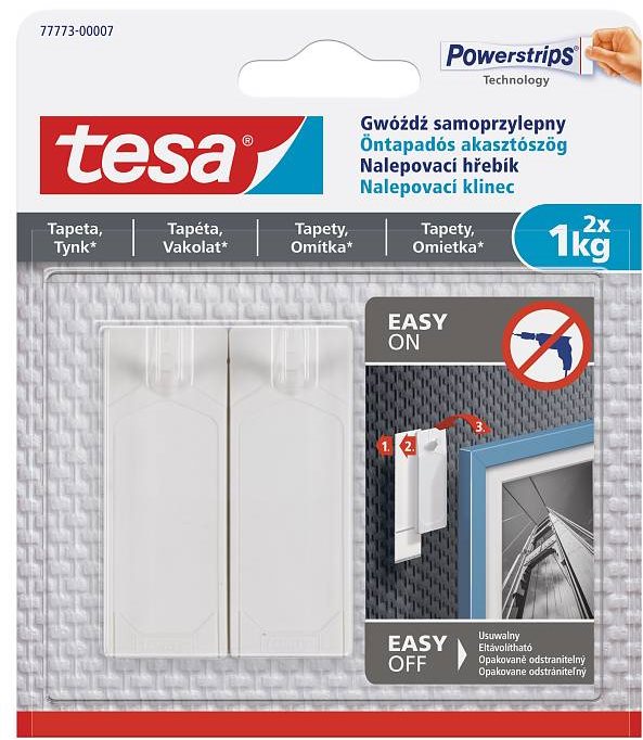 tesa - Nalepovací háčik na tapety a omietku, 1 kg