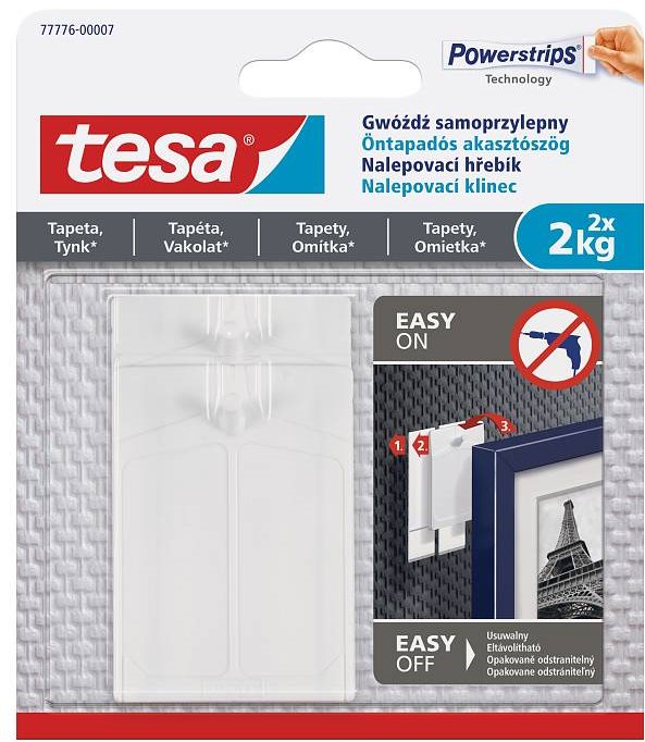 Tesa - Nalepovací háčik na tapety a omietku, 2 kg