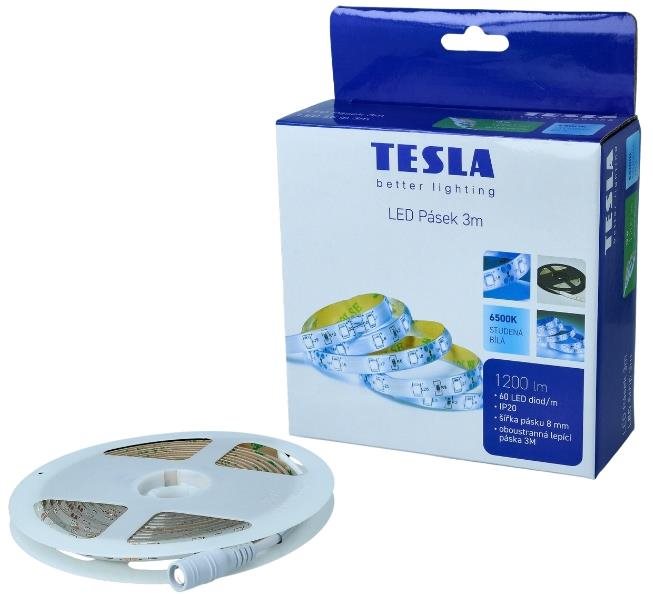 Tesla LED pásik, 60 LED/m, dĺžka 3 m + 1,5 m, 8 mm, 6500 K, SMD2835, IP20