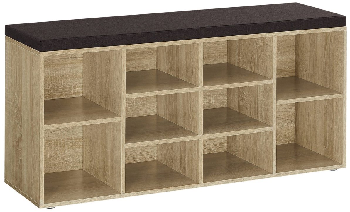 TEXTILOMANIE Weso Sonoma Botník s lavicou a hnedým sedákom 104 × 30 × 48 cm
