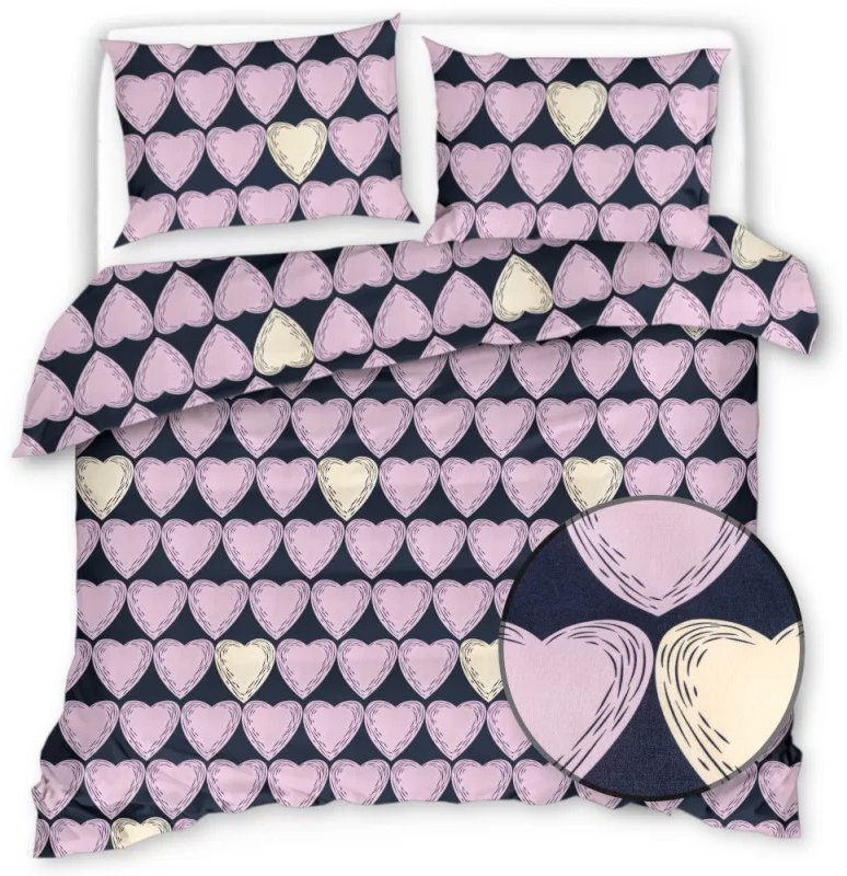 TEXTILOMANIE Obliečky z mikrovlákna VIOLET HEARTS svetlo fialové 2 ks 70 × 80 cm/160 × 200 cm