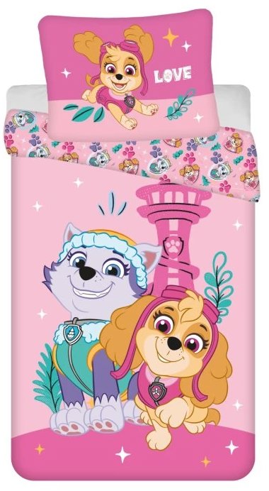 TEXTILOMANIE Detské obliečky z mikrovlákna PAW PATROL Skye & Everest ružové 140 × 200 cm