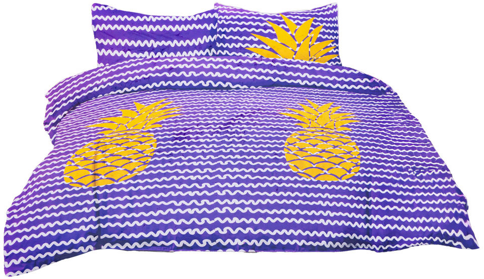 TEXTILOMANIE Obliečky z mikrovlákna PINEAPPLE fialové 2 ks 80 × 80 cm/200 × 220 cm