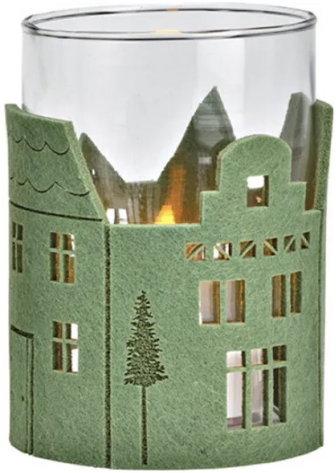 TEXTILOMANIE Sklenený svietnik Green Houses 13 cm zelený – rôzne varianty