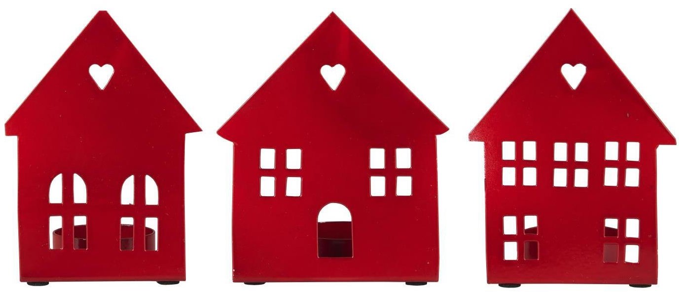 TEXTILOMANIE Svietnik na čajové sviečky Tealight House Facade, červený