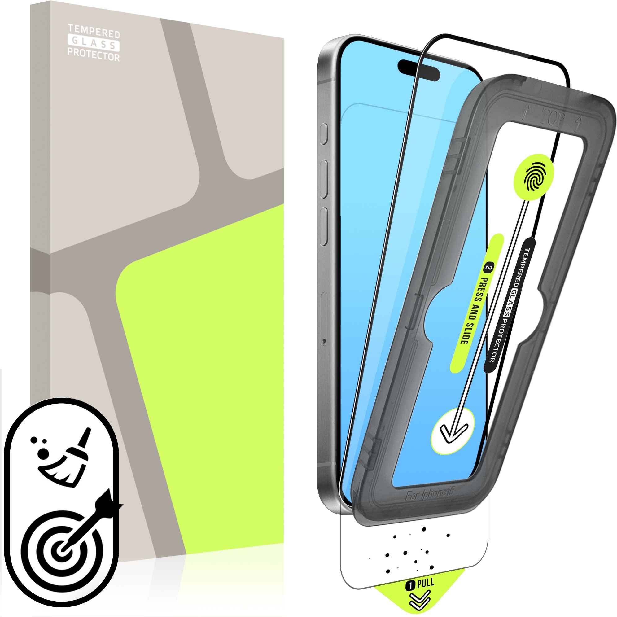 Tempered Glass Protector pre iPhone 16 Plus / 15 Plus + samoinštalačný aplikátor