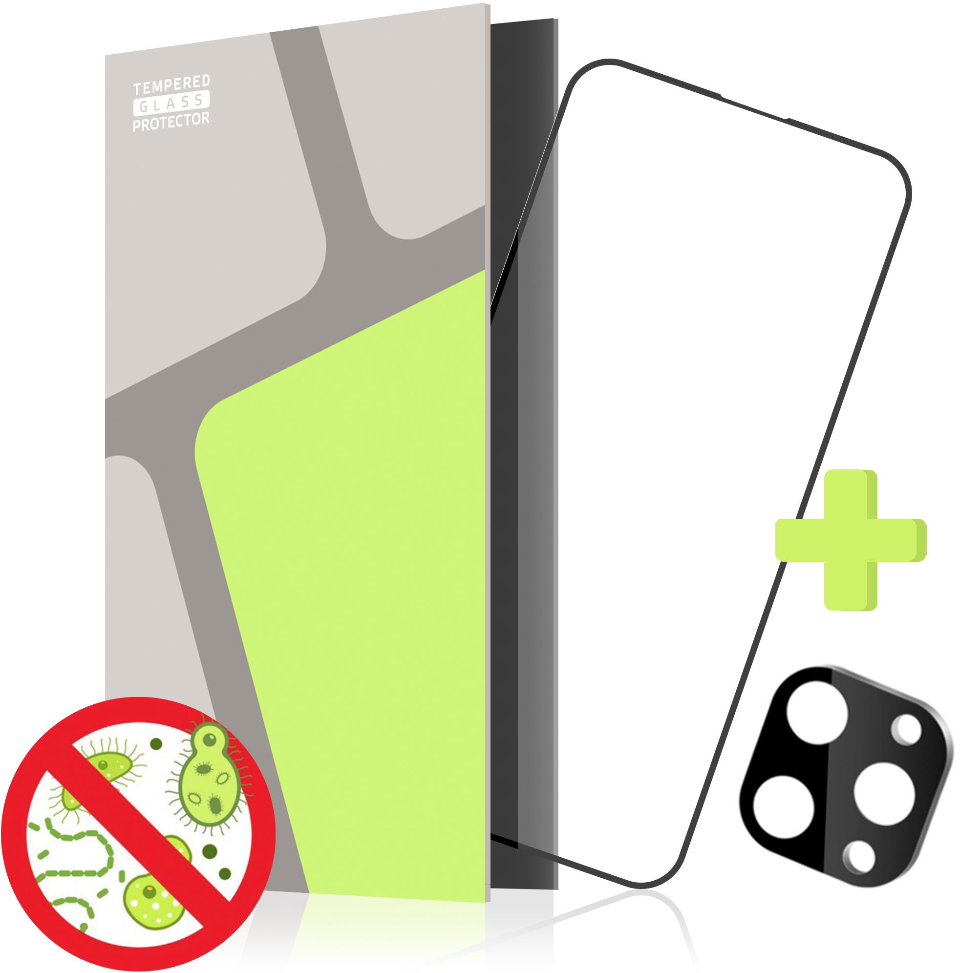 Tempered Glass Protector pre iPhone 15 Pro Max, antibakteriálne + sklo na kameru