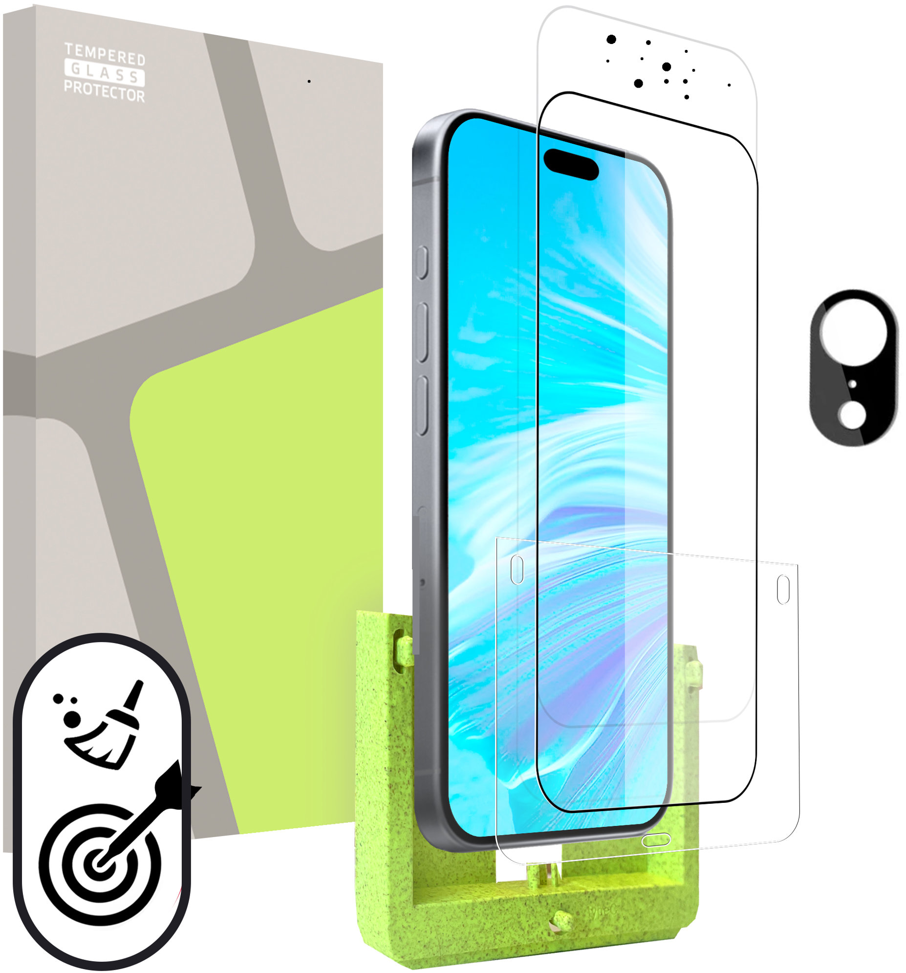 Tempered Glass Protector pre iPhone 17e/16e (SAMOINŠTALAČNÝ APLIKÁTOR) + sklo na kameru