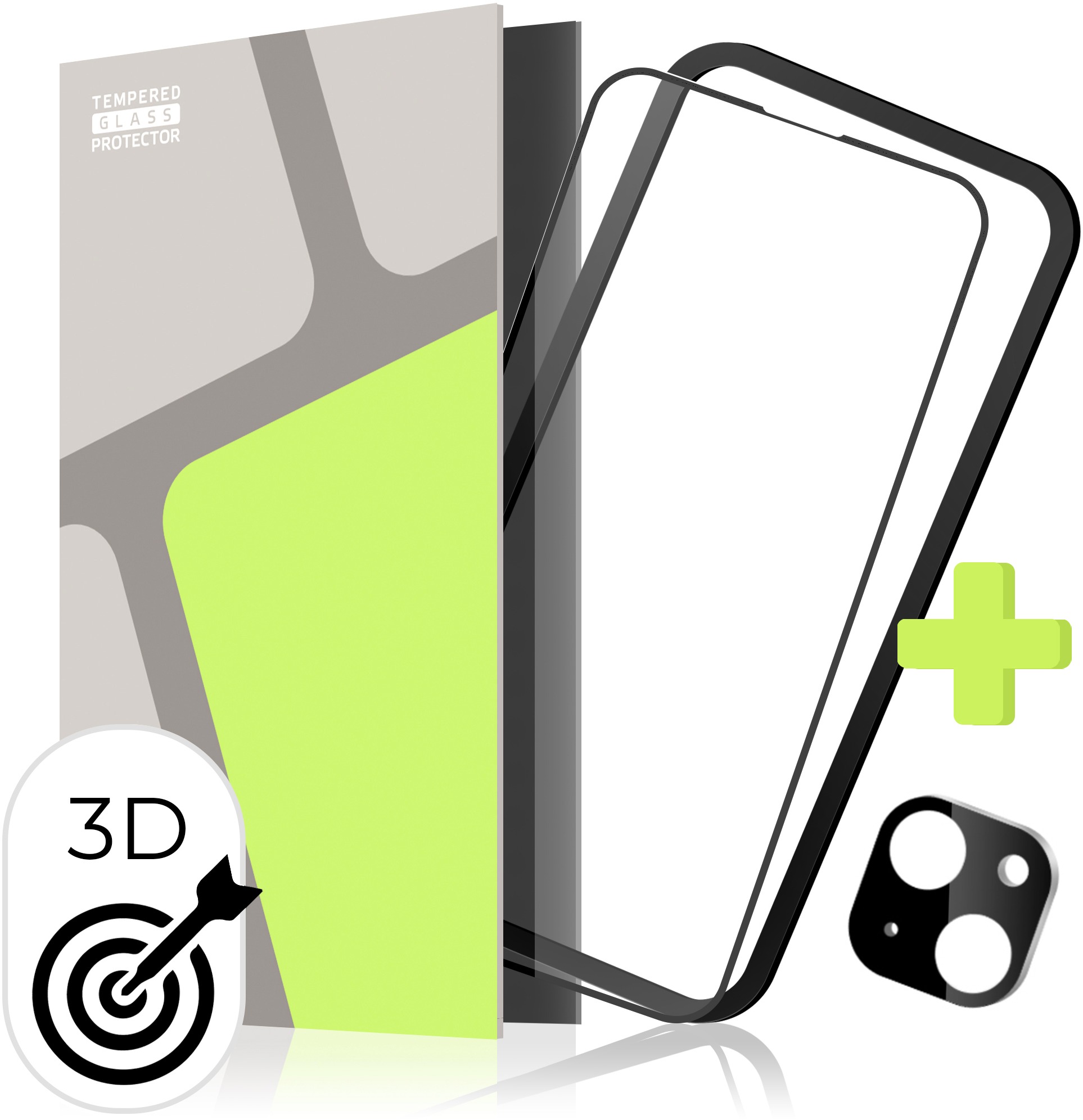 Tempered Glass Protector pre iPhone 15 + sklo na kameru + inštalačný rámček (Case Friendly)