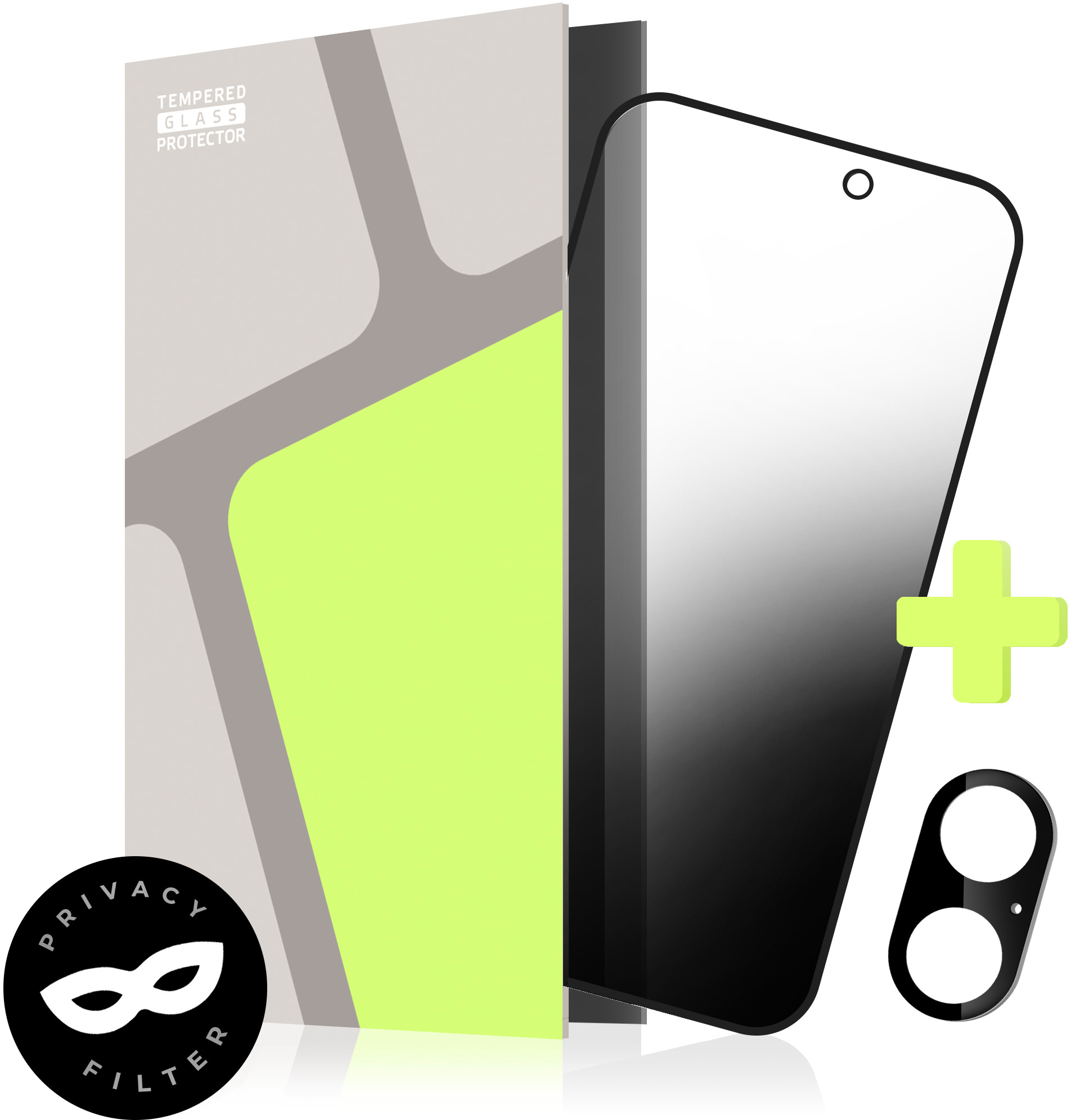Tempered Glass Protector pre iPhone 16 Plus, PRIVACY + sklo na kameru (Case Friendly)