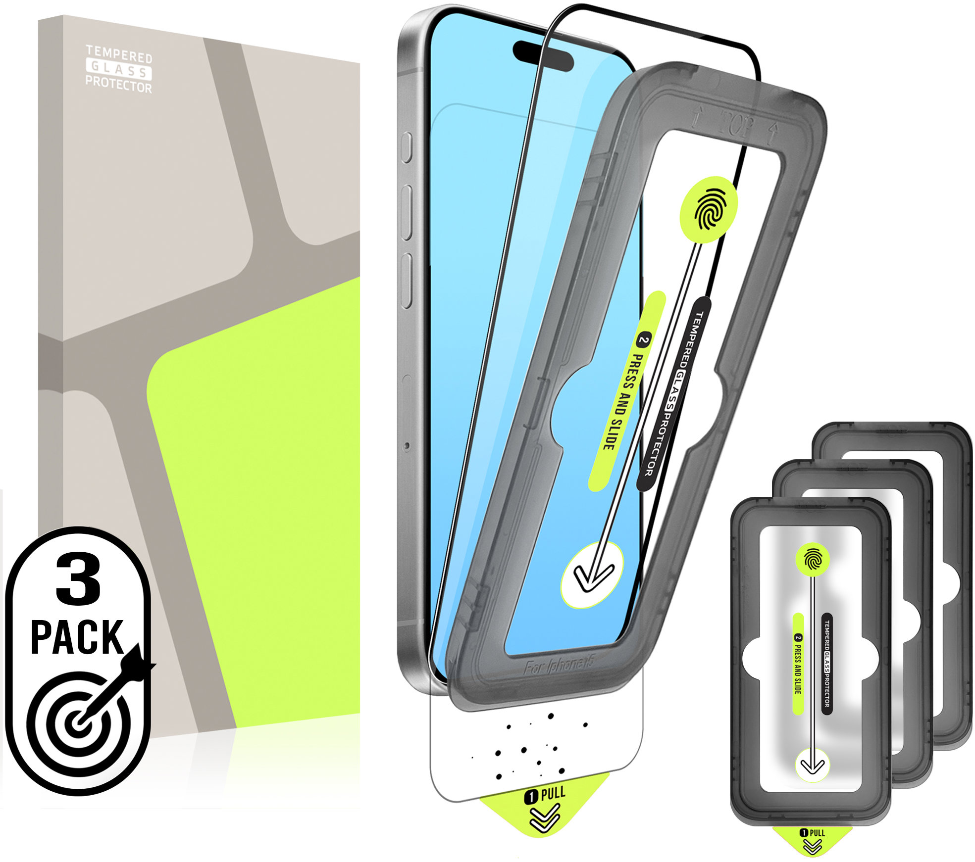 Tempered Glass Protector pre iPhone 14 Pro + samočistiaci aplikátor (3 pack)
