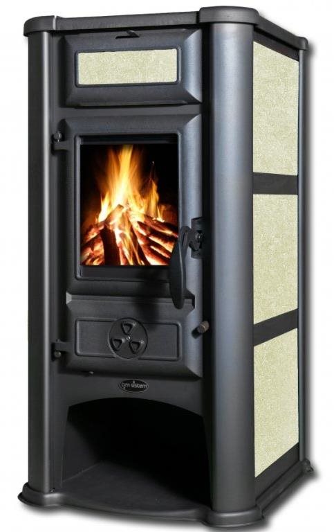 Tim Sistem Lederata ECO, 8.1 kW, vývod - horní, 120 mm, na tuhé palivo, bez výměníku , béžové