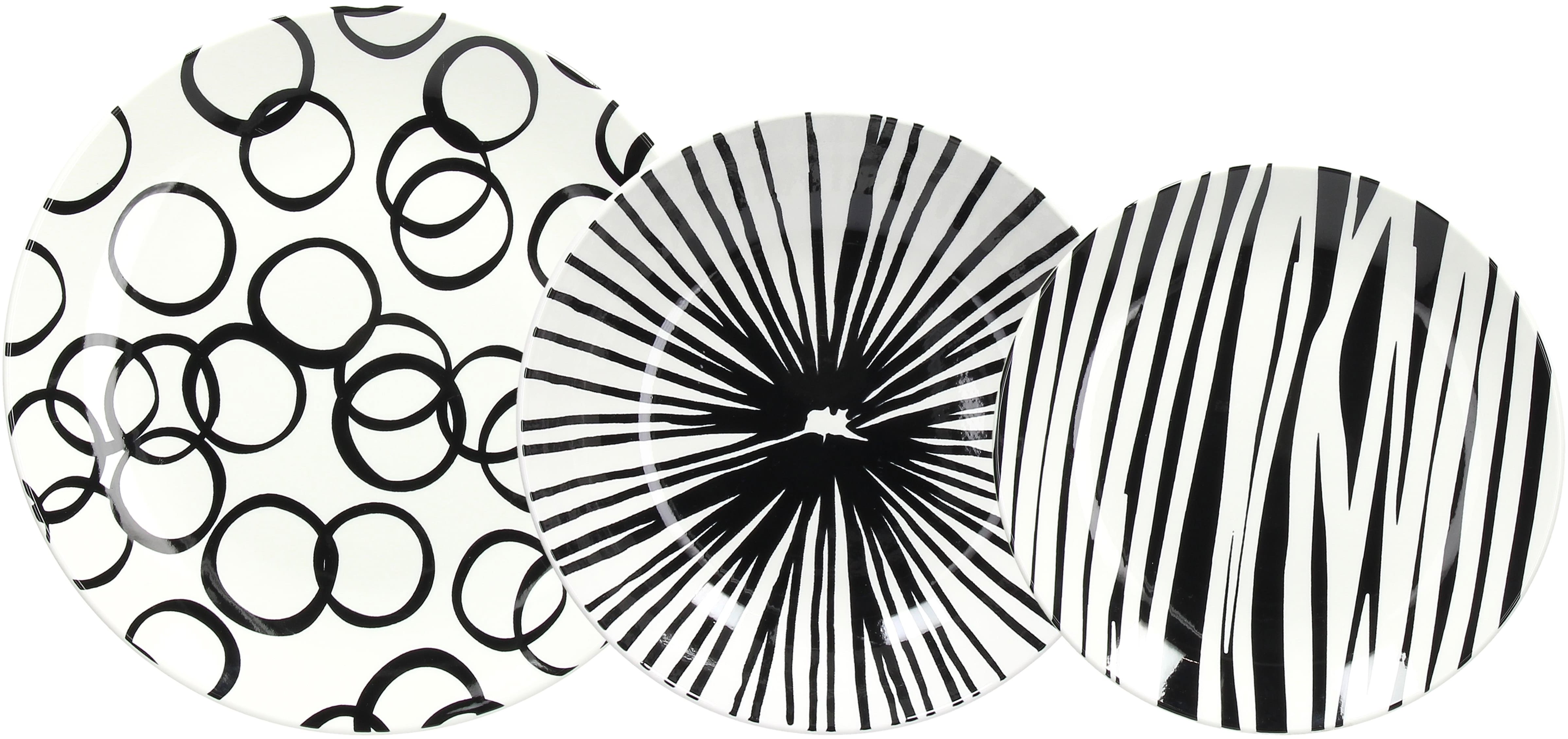 Andrea Fontebasso OPTICAL BLACK Jedálenská súprava 18 ks