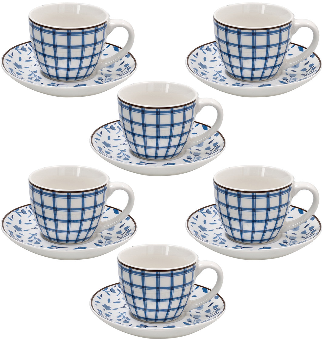 Tognana Sada 6 ks kávových šálků a podšálků COTTAGE modro-bílé 80 ml