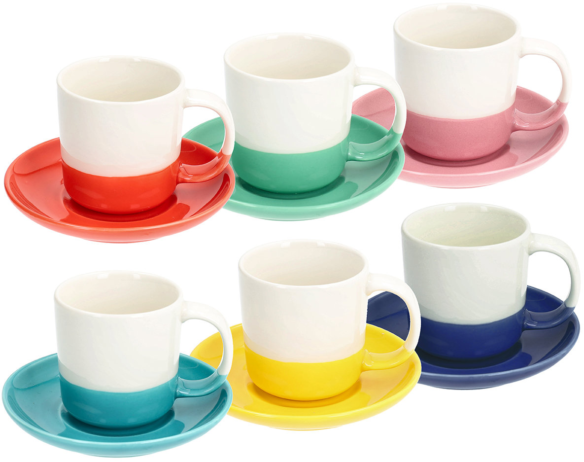 Tognana Sada 6 ks kávových šálků a podšálků RAINBOW vícebarevné 110 ml