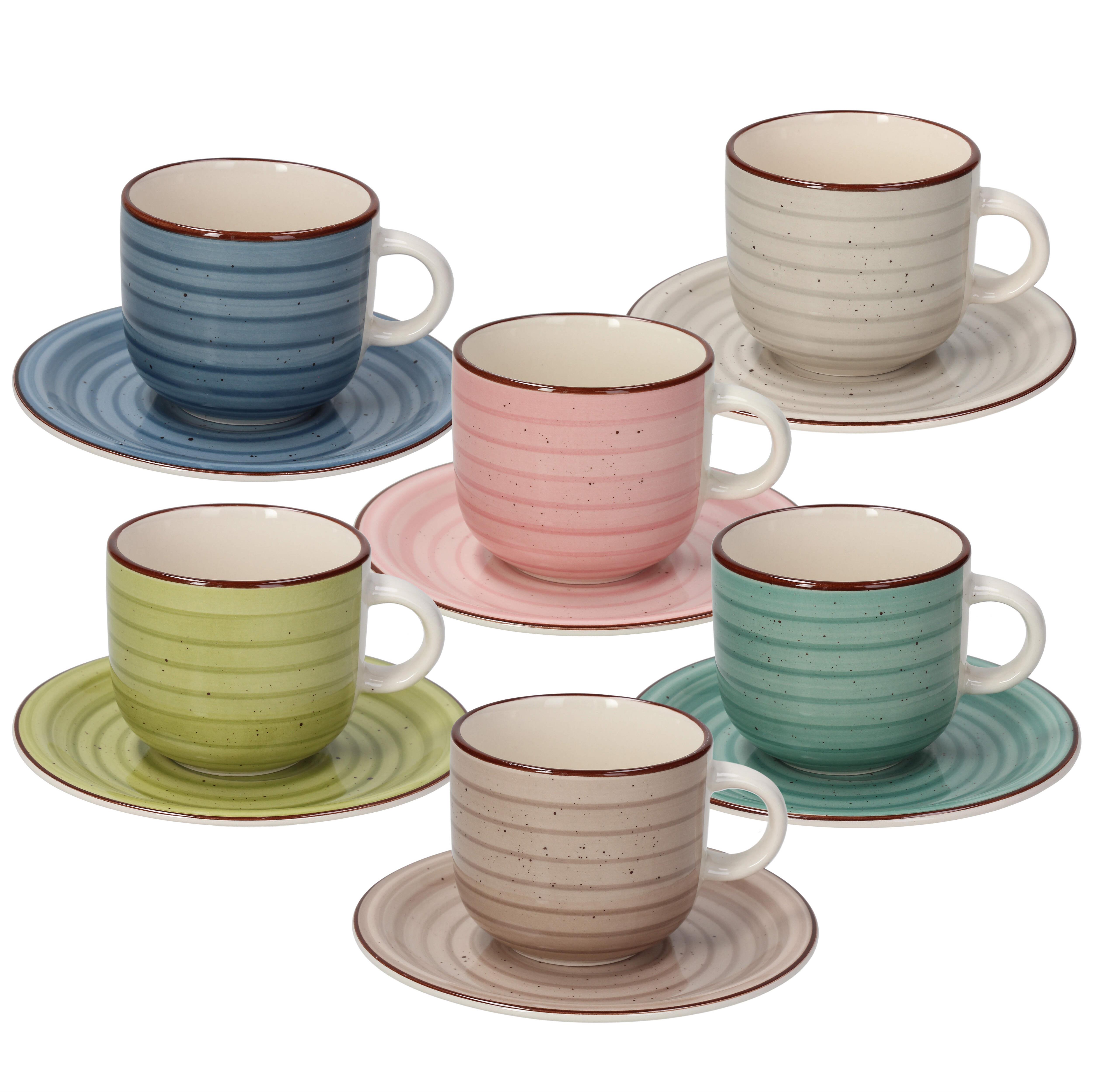 Tognana URBAN PASTEL Súprava šálok na čaj s tanierikmi 6 ks viacfarebná 220 ml