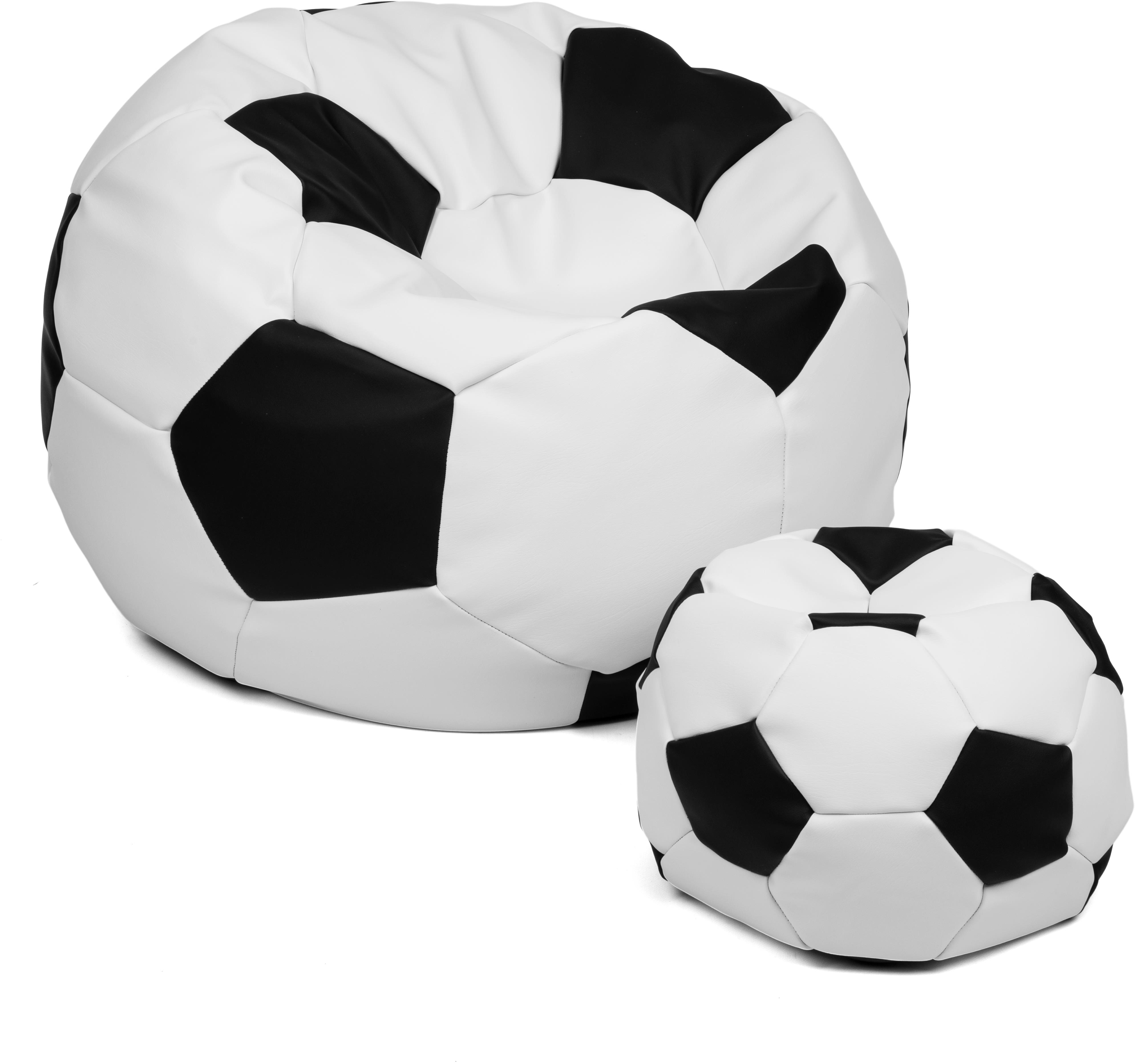 Sedací vak lopta XXXL 100 cm + podnožník XL 35 cm bielo/čierny