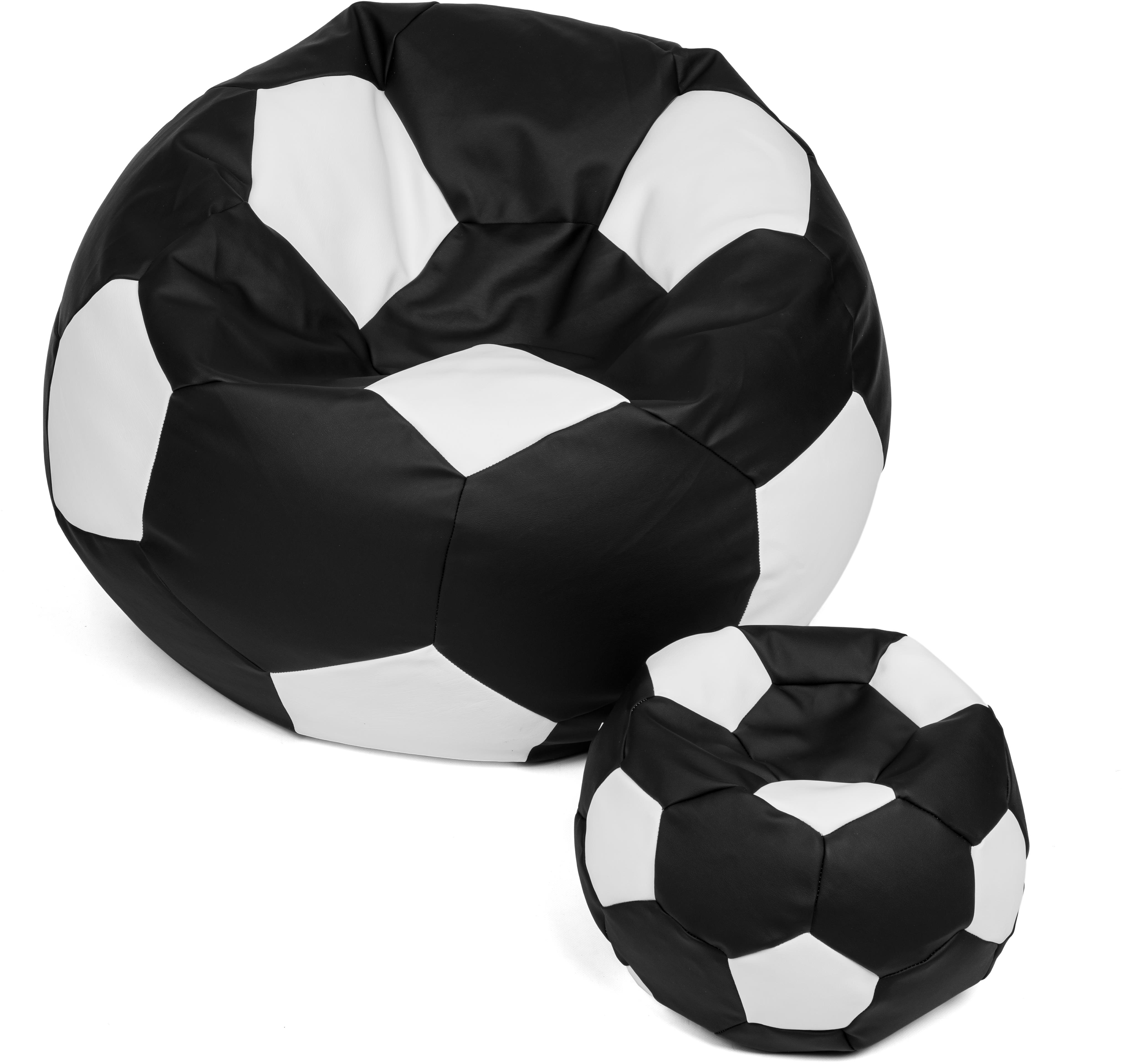 Sedací vak lopta XXXL 100 cm + podnožník XL 35 cm čierno/biely