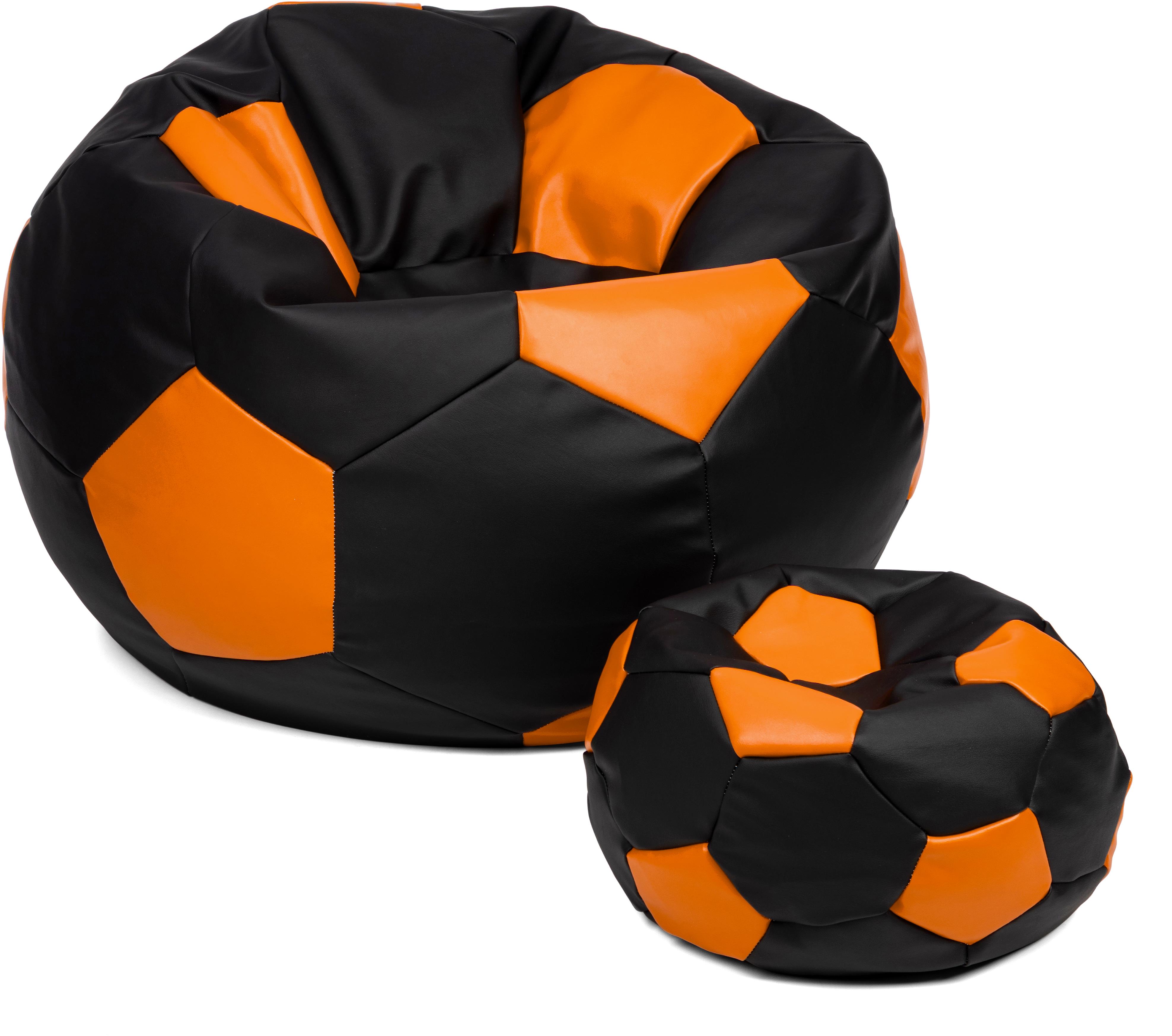 Sedací vak lopta XXXL 100 cm + podnožník XL 35 cm čierno/oranžový