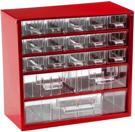 TOKOZ Zásuvkový organizér 06/15S, 2M, 1L – RAL 3002, červený