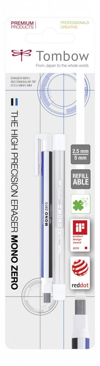 Tombow Gumovacia ceruzka Mono Zero, 2,5 × 5 mm, blister