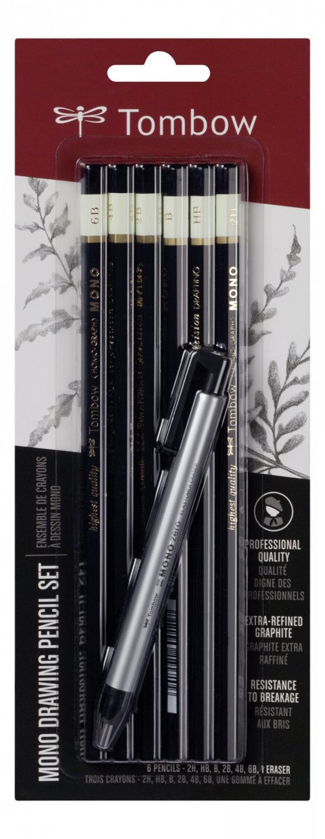 Tombow Kresliaca sada, 6 ceruziek + guma