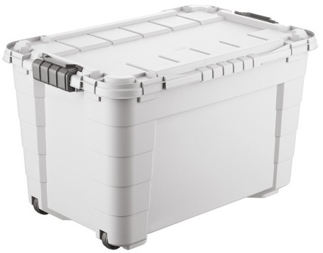 Tontarelli Úložný box 4UP s vekom a kolieskami 60 l krémovo-sivý
