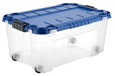 Tontarelli Úložný box 4UP s vekom a kolieskami 40 l transparent/modrý