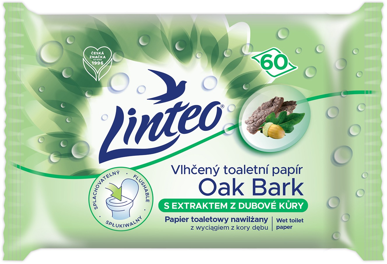 LINTEO Vlhčený toaletný papier s dubovou kôrou (60 ks)