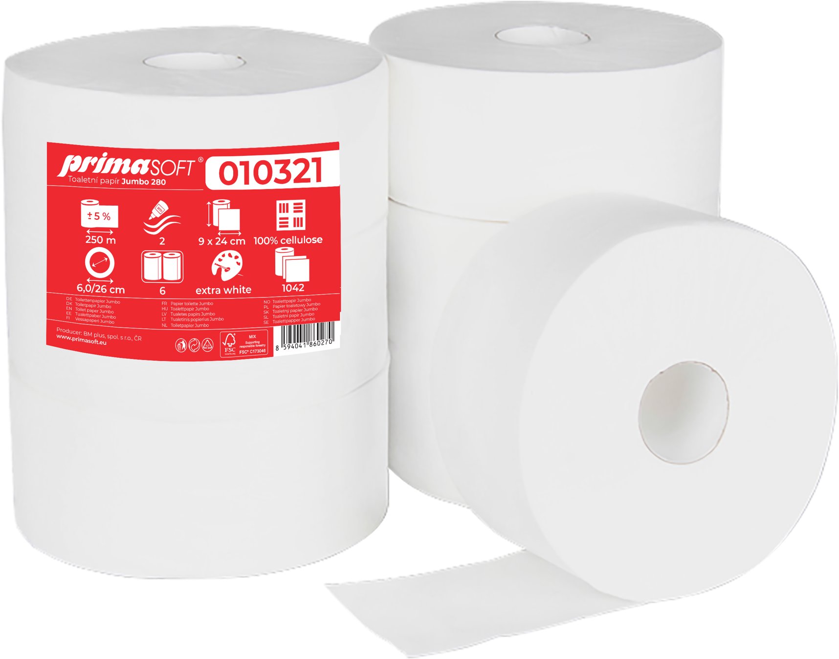 PRIMASOFT Jumbo 280 biely celulóza (6 ks)