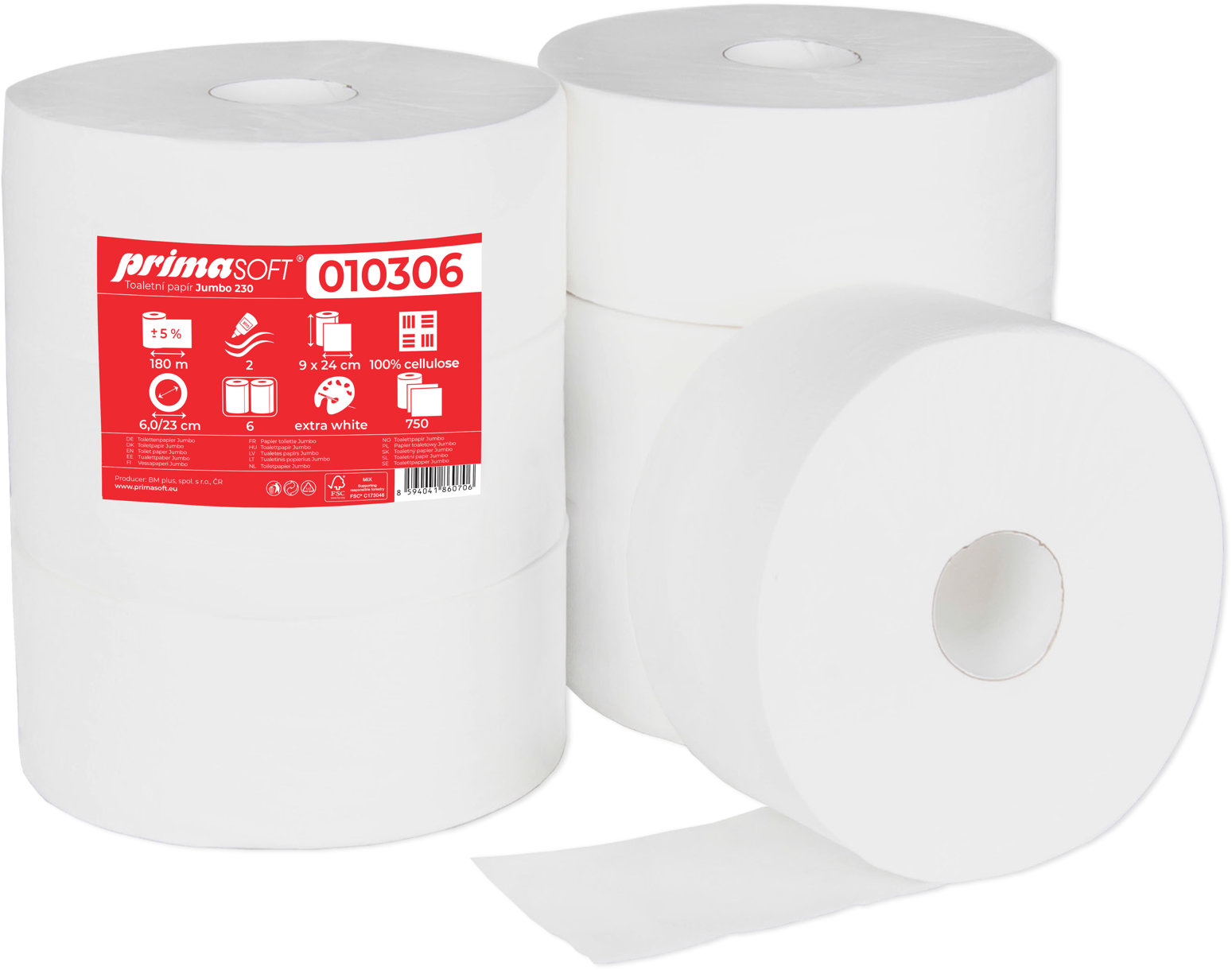 PRIMASOFT Jumbo 230 biely celulóza (6 ks)
