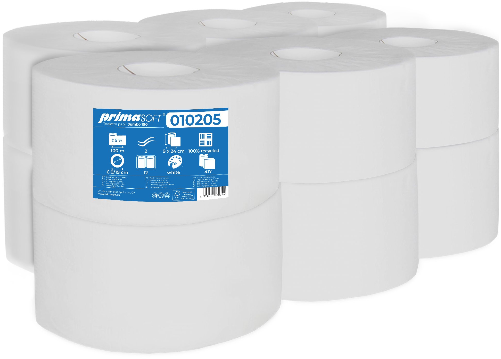 PRIMASOFT Jumbo 190 biely recyklovaný (12 ks)