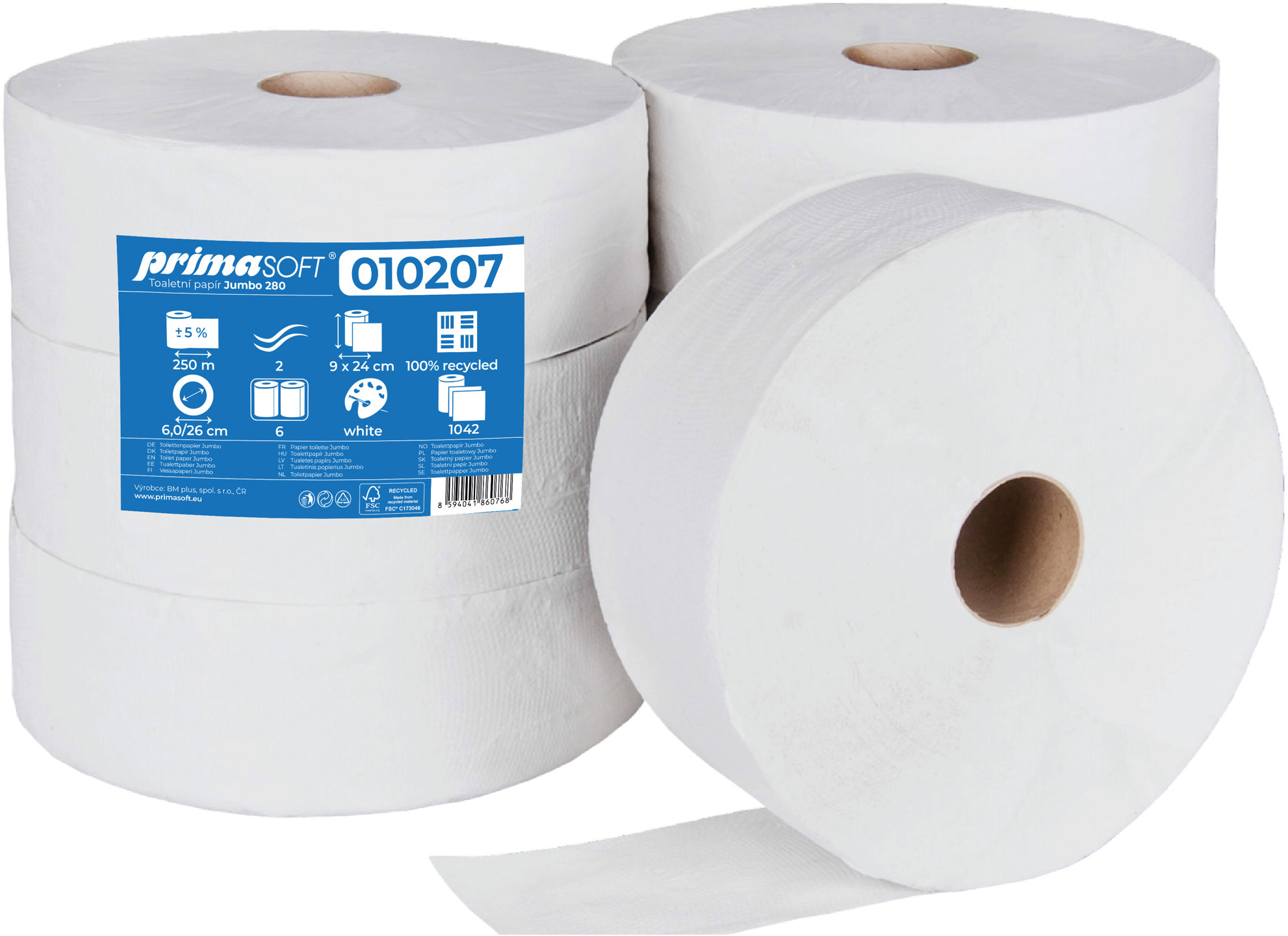 PRIMASOFT Jumbo 280 biely recyklovaný (6 ks)