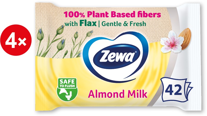 ZEWA Almond Milk vlhčený toaletný papier (4× 42 ks)