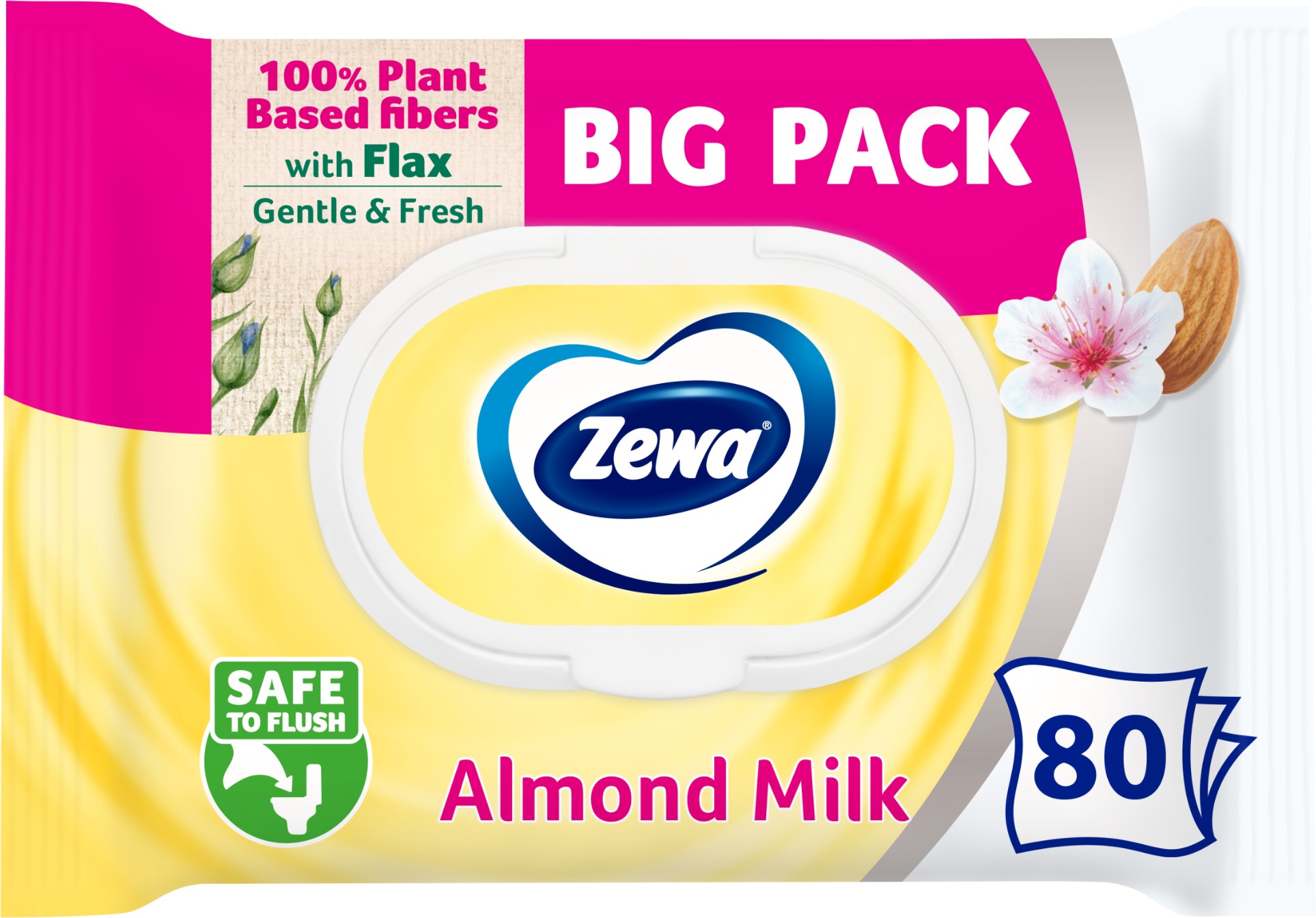 ZEWA Almond Milk, vlhčený toaletný papier Big Pack (80 ks)