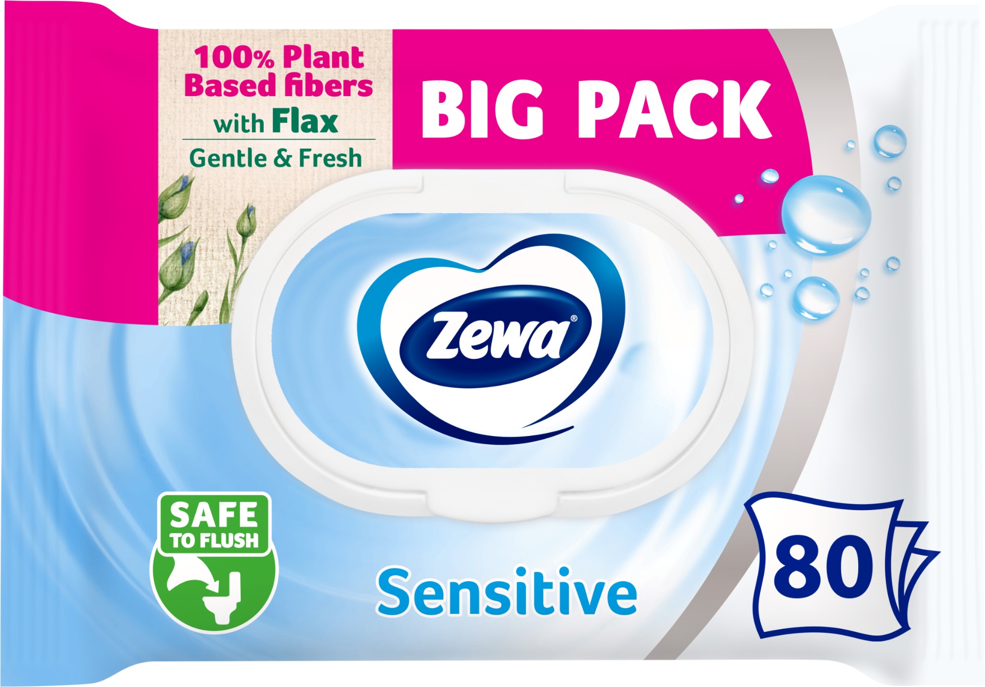 ZEWA Sensitive, vlhčený toaletný papier Big Pack (80 ks)