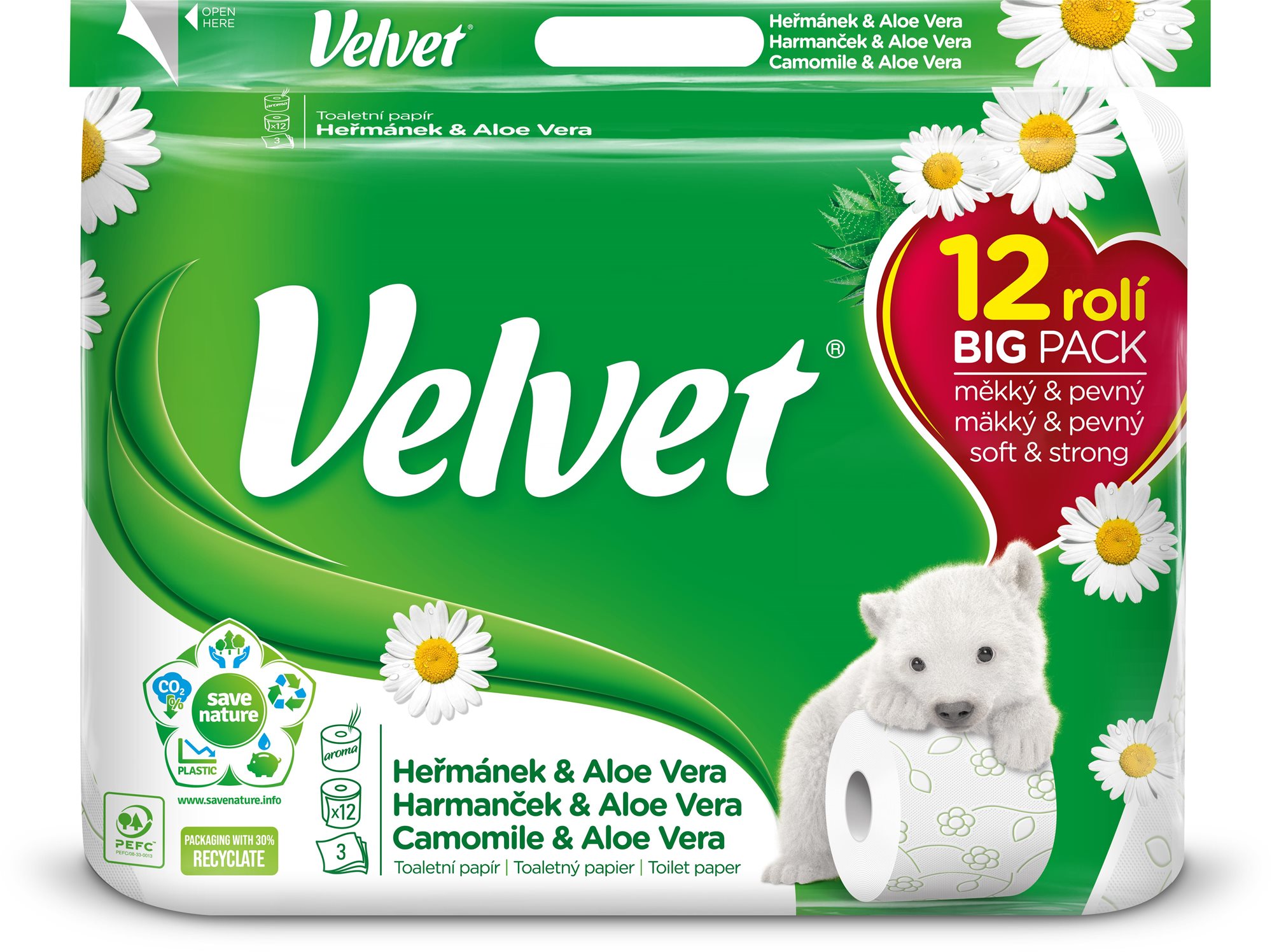 VELVET Camomile a Aloe Vera (12 ks)