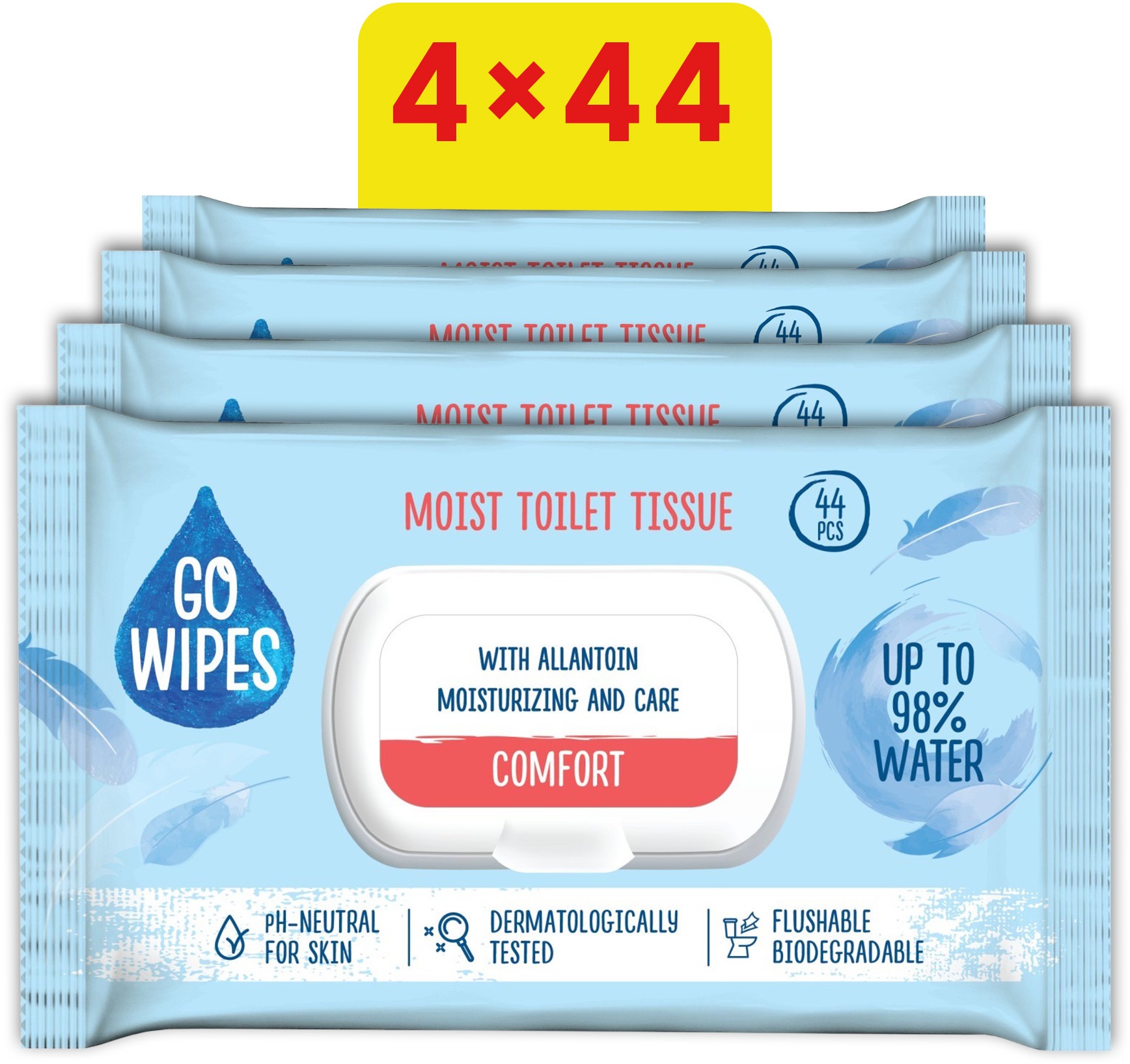 GoWipes Comfort s alantoínom 4× 44 ks (176 ks)