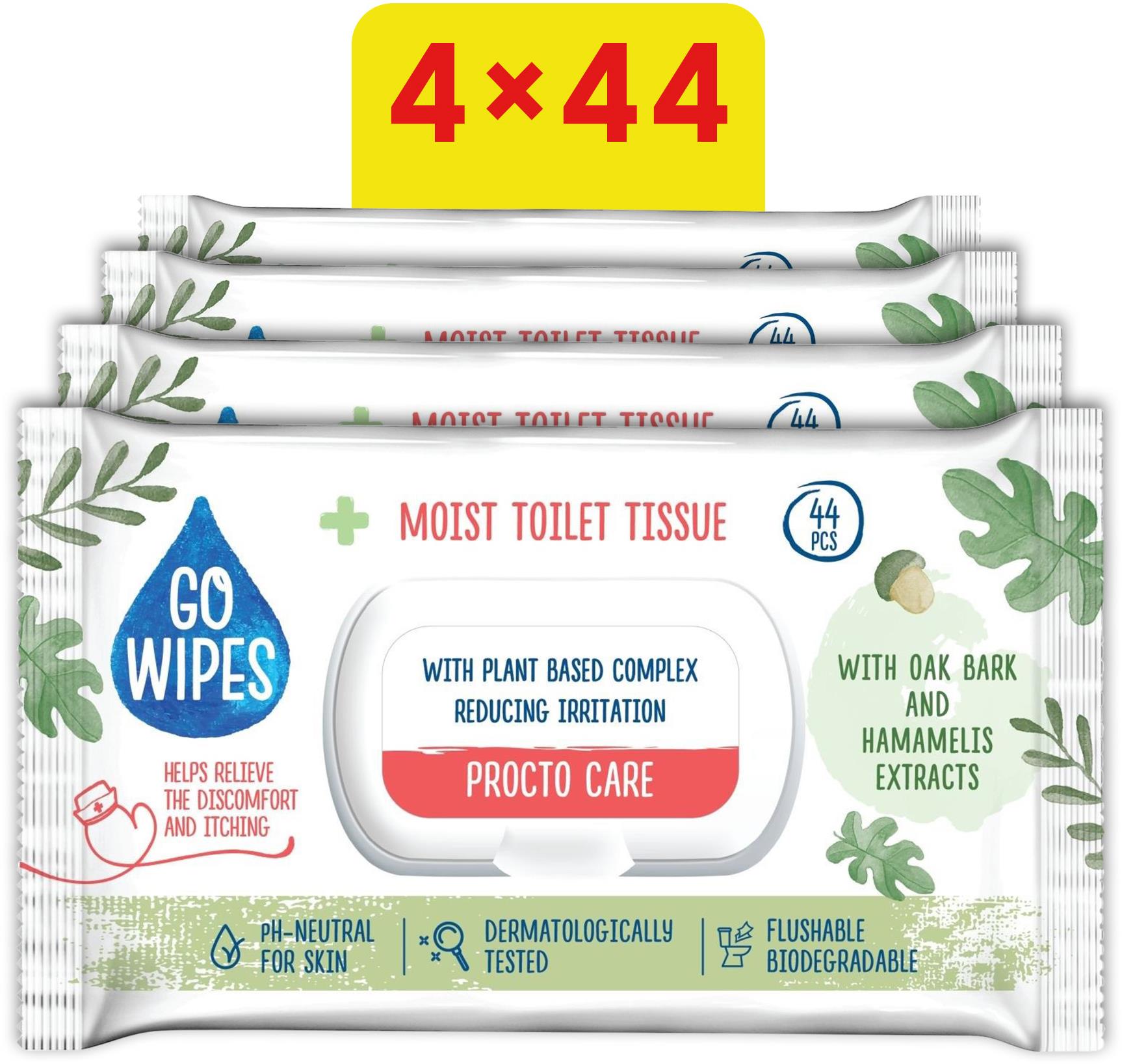 GoWipes Procto Care s výťažkom dubovej kôry 4× 44 ks (176 ks)