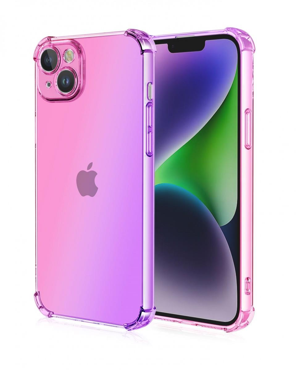 TopQ Kryt iPhone 15 Shock dúhový ružovo-fialový 99693
