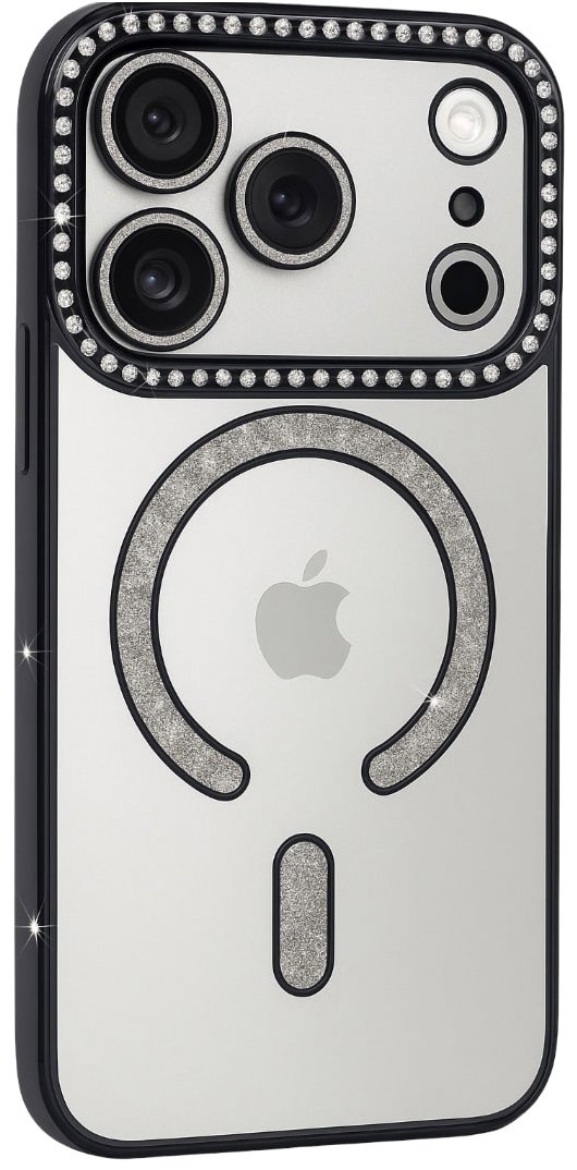 TopQ Zadný kryt Bling Magsafe pre iPhone 17 Pro Max black